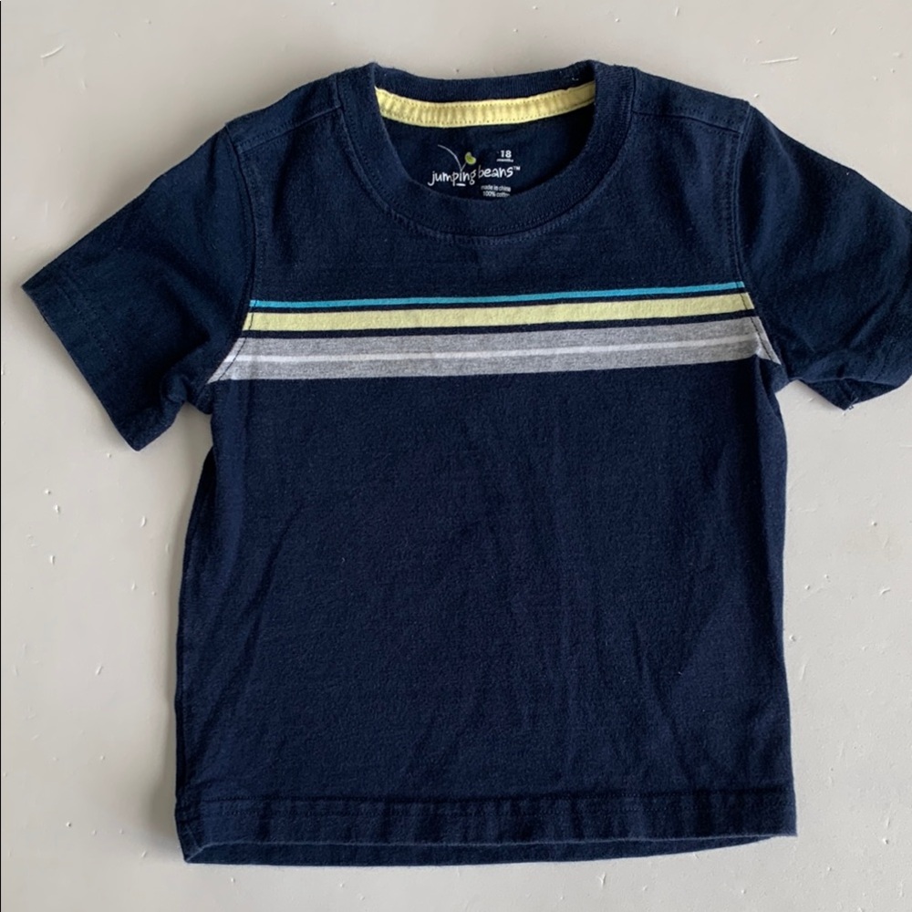 Jumping Beans Navy Blue Striped Kids T-Shirt 18 Months